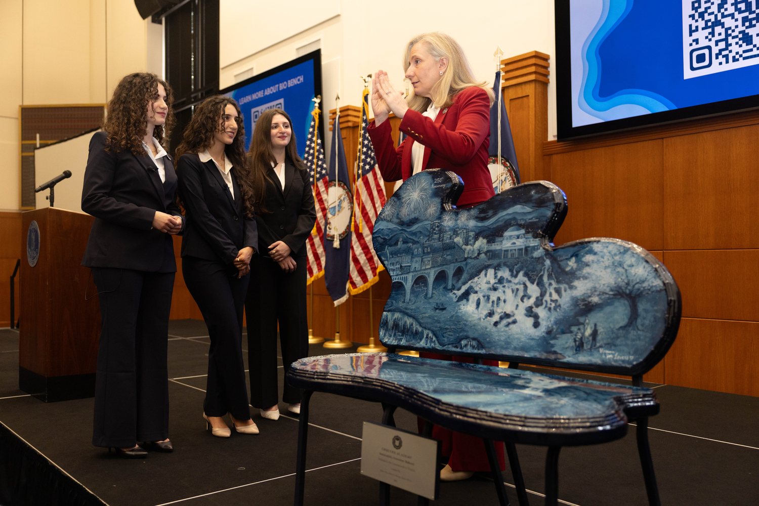 Students on stage with the BioBench during the award presentation