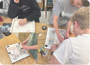 Students building a circuit project together during an Orblynx lesson in their own classroom
